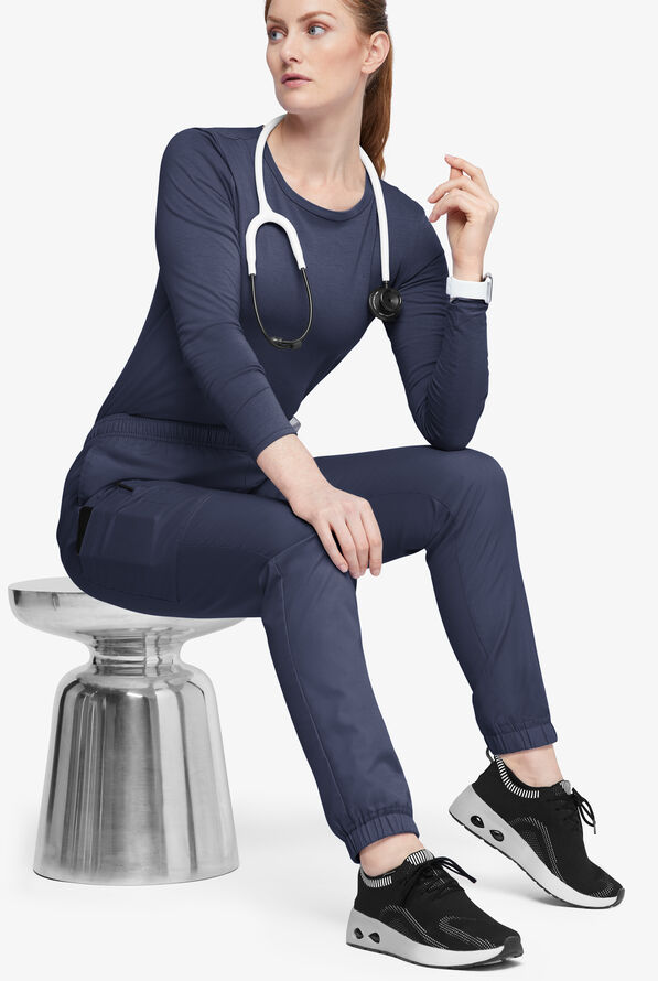 Strictly Scrubs Women's 7-Pocket Tapered Jogger Cargo Scrub Pants - Navy - 4