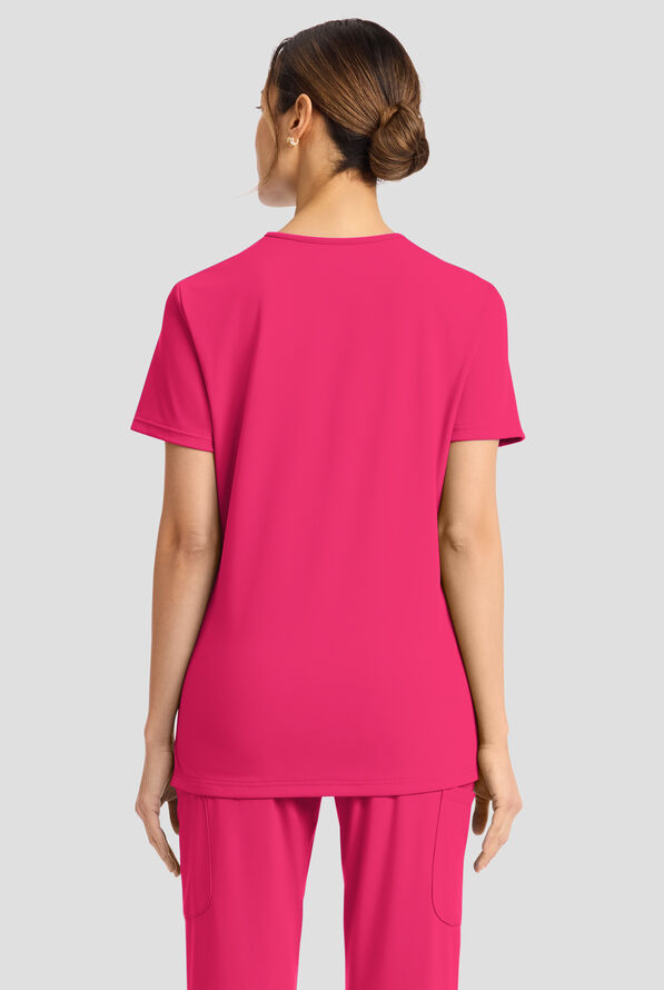 Cherokee Achieve Women's 2-Pocket STRETCH Knit V-Neck Scrub Top - Tropical Hibiscus - 3