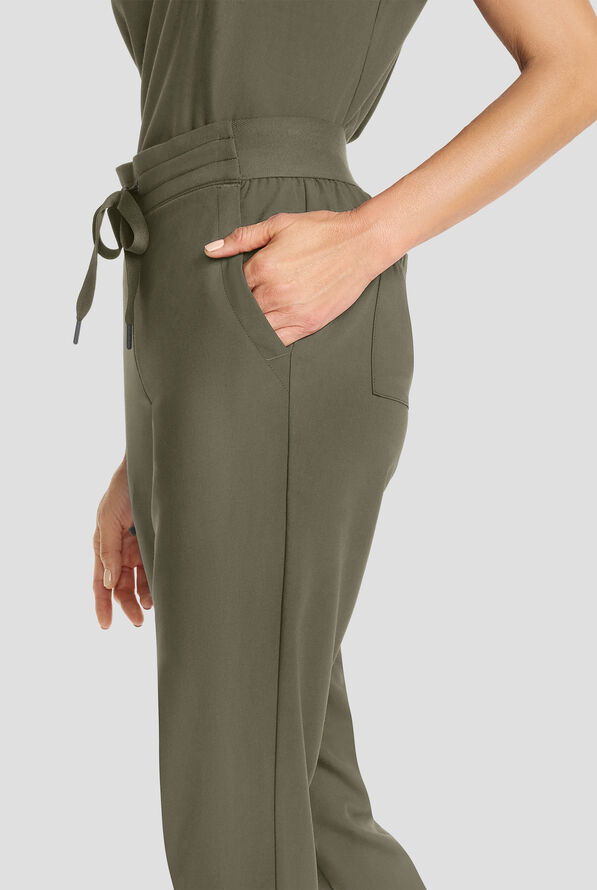 Healing Hands Quest Women's 5-Pocket STRETCH Drawstring Jogger Scrub Pant - Olive - 2