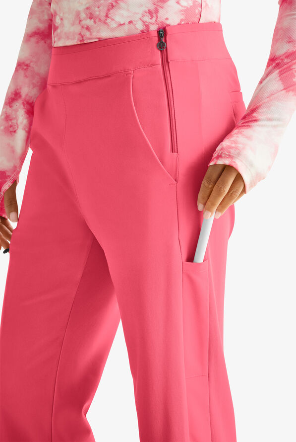 Pantalón médico Healing Hands Kori Texture Knit STRETCH con botones a presión y 6 bolsillos para mujer de edición limitada - French Pink - 2