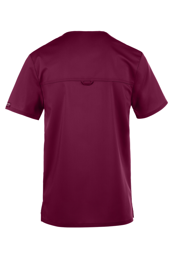 Cherokee Workwear Revolution Men's 1-Pocket STRETCH V-Neck Scrub Top - Wine - 2