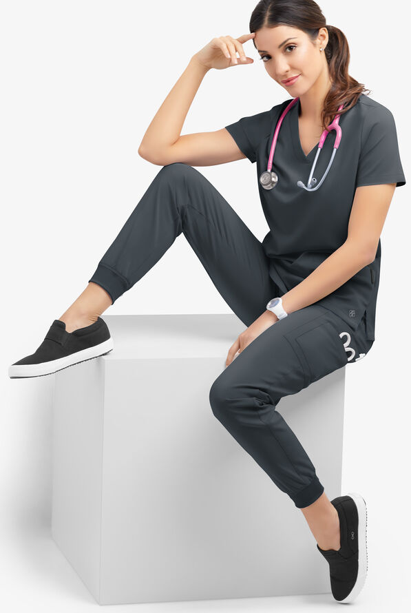 Pantalón médico Easy STRETCH Mila estilo jogger con 5 bolsillos para mujer - Pewter - 2