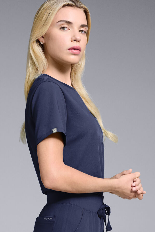 Hypothesis Women's Base Crew-Neck Tuck-In Scrub Top - Navy - 3