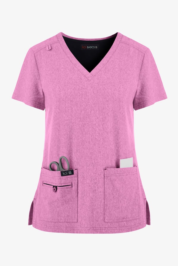 Blusa m&eacute;dica koi Basics Becca con cuello en V y 4 bolsillos para mujer - Heather Pansy - 1