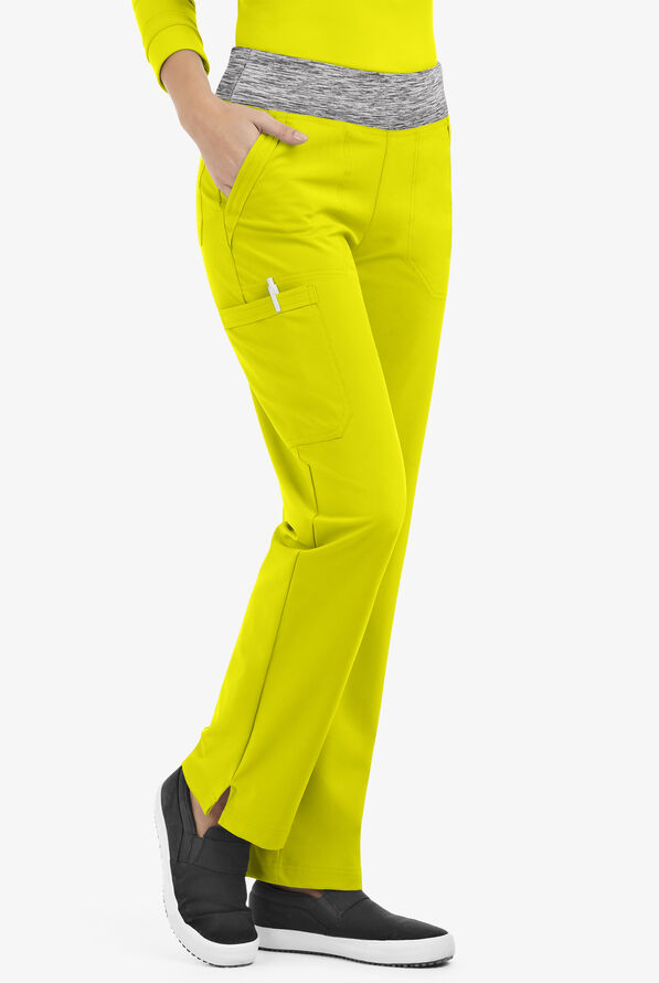 Pantalón médico Easy STRETCH tall Sienna estilo yoga con 5 bolsillos para mujer - Cyber Lime/Silver Melange - 1