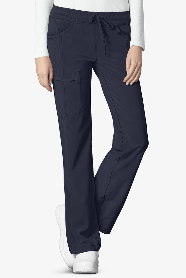 Infinity Women's 4-Pocket STRETCH Drawstring Scrub Pants - Petite - Navy - 1
