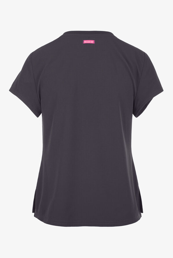 Med Couture Amp Women's 1-Pocket STRETCH Tuck In V-Neck Scrub Top - Pewter - 2