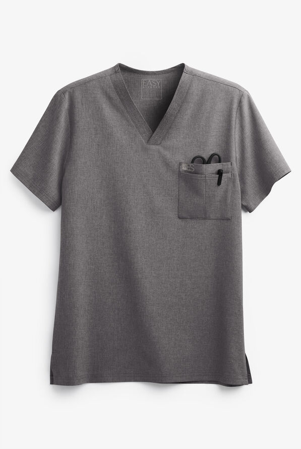 Easy STRETCH Riley Unisex 3-Pocket V-Neck Scrub Top - Graphite Heather - 1