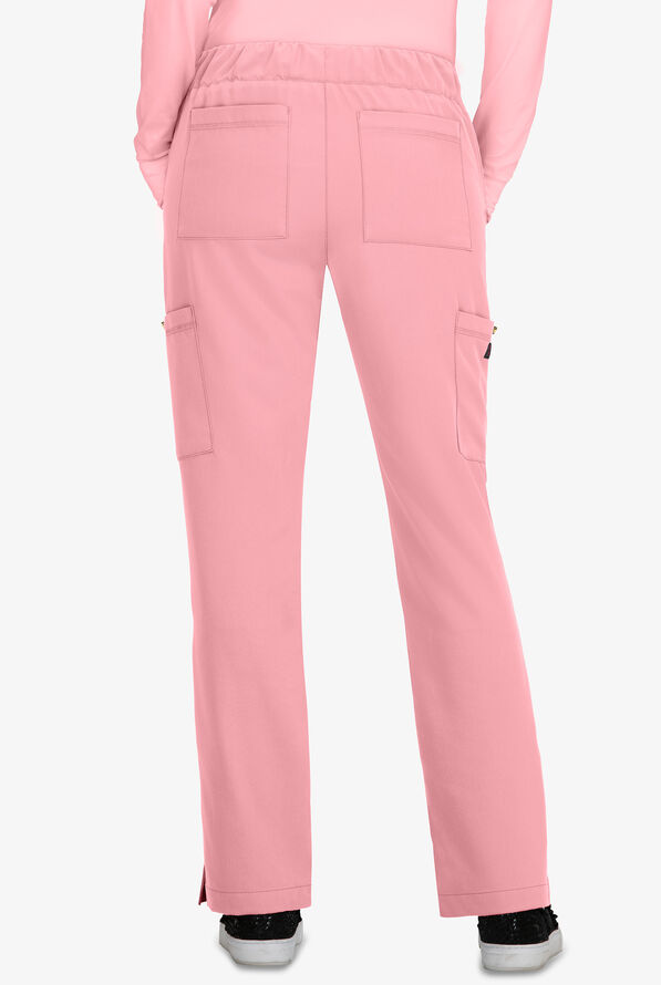 Betsey Johnson Buttercup Women's 6-Pocket STRETCH Drawstring Scrub Pants - Sweet Pink - 2