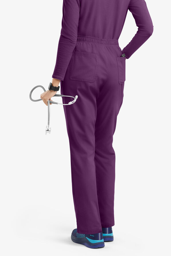 Butter-Soft Originals Women's 8-Pocket Natural Waist Straight Leg Cargo Scrub Pants - Petite - Eggplant - 3