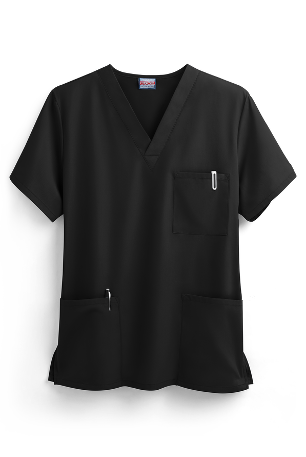 Cherokee Workwear Unisex 3-Pocket V-Neck Scrub Top - Black - 1