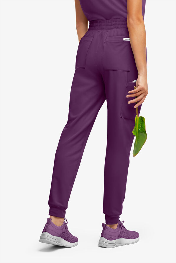 Pantalón médico ReSurge Amber estilo jogger con piernas pitillo y 7 bolsillos para mujer - Eggplant - 4