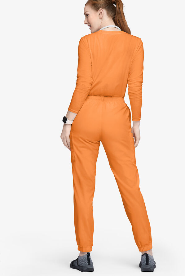 Butter-Soft Originals Women's 7-Pocket Tapered Jogger Cargo Scrub Pants - Tall - Apricot Crush - 3