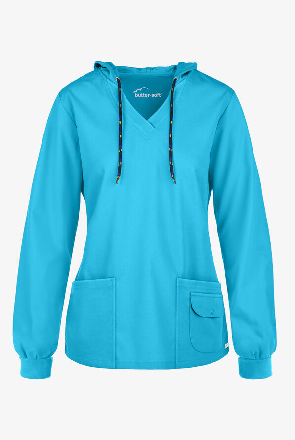 Sudadera médica Strictly Scrubs con capucha y 5 bolsillos para mujer - Turquoise - 1