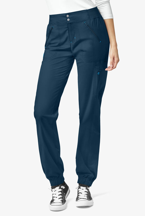 WonderWink WonderFLEX Women's 6-Pocket STRETCH Utility Cargo Jogger Scrub Pants - Navy - 1