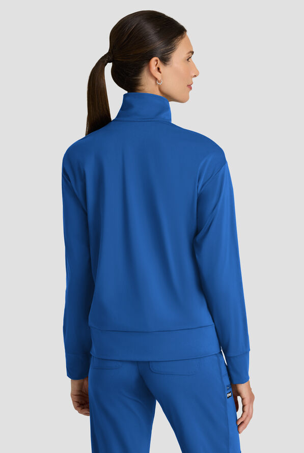 Grey's Anatomy by Barco Knit STRETCH Ease Warm Up Women's 4-Pocket Zip Front Scrub Jacket - Royal - 5