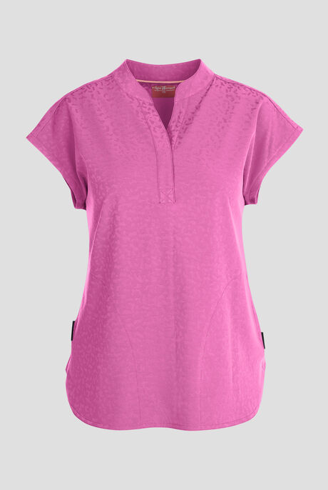 Zavate Ava Therese Cheetah Jacquard Piper Women's 2-Pocket STRETCH Dolman Sleeve Scrub Top