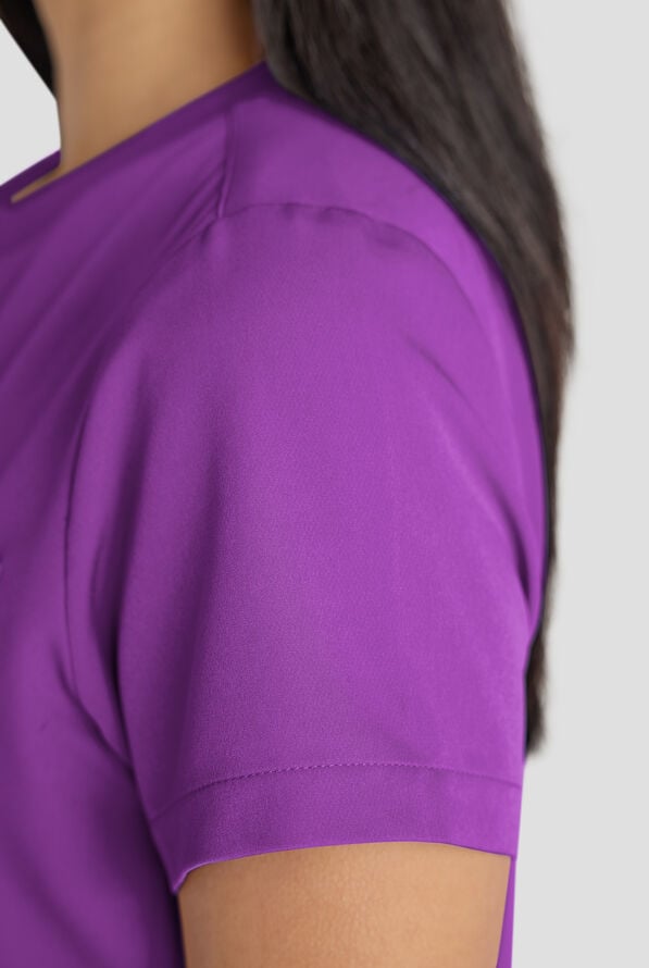 Blusa m&eacute;dica ReSurge Citrine con cuello redondo y 1 bolsillo para mujer - Fresh Purple - 4
