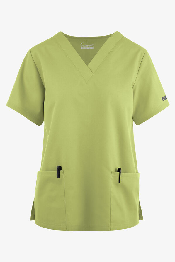 Butter-Soft Originals Women's 2-Pocket V-Neck Scrub Top - Fern Green - 1