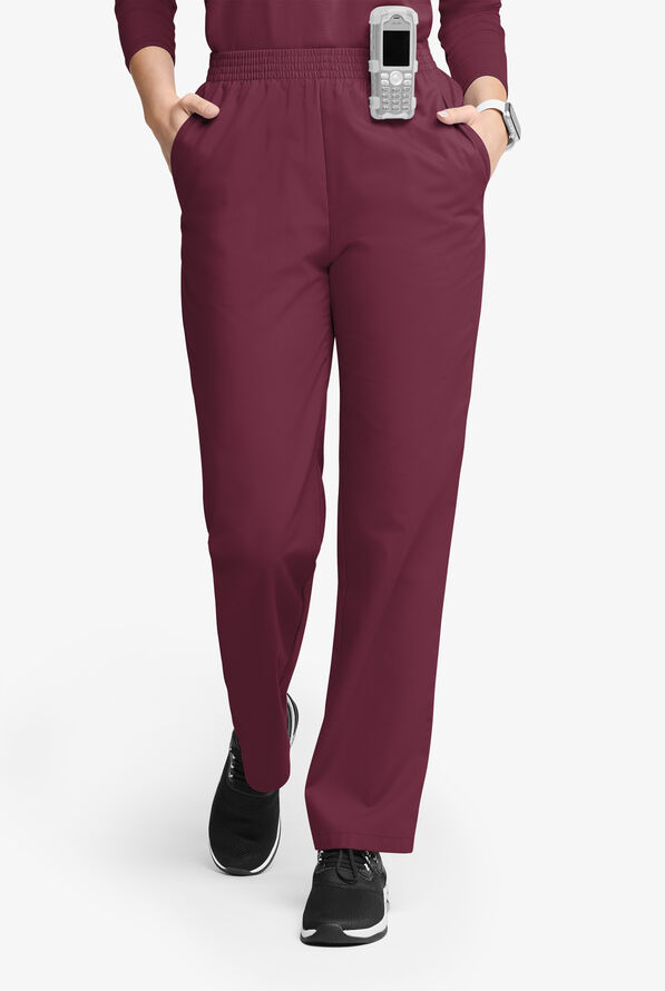 Butter-Soft Originals Women's 2-Pocket High Waisted Straight Leg Scrub Pants - Wine - 1