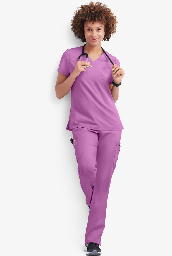 Butter-Soft STRETCH Women's 9-Pocket Drawstring with Back Elastic Scrub Pants - Tall - Orchid - 4
