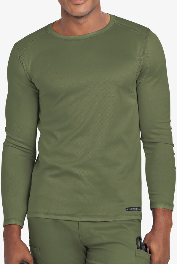 Advantage STRETCH Men's Long Sleeve Crew Neck Underscrub - Light Olive - 2