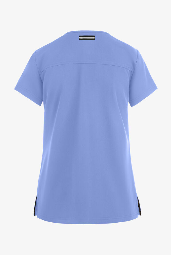 koi Next Gen Hustle and Heart Women's 3-Pocket STRETCH V-Neck Scrub Top - True Ceil - 2