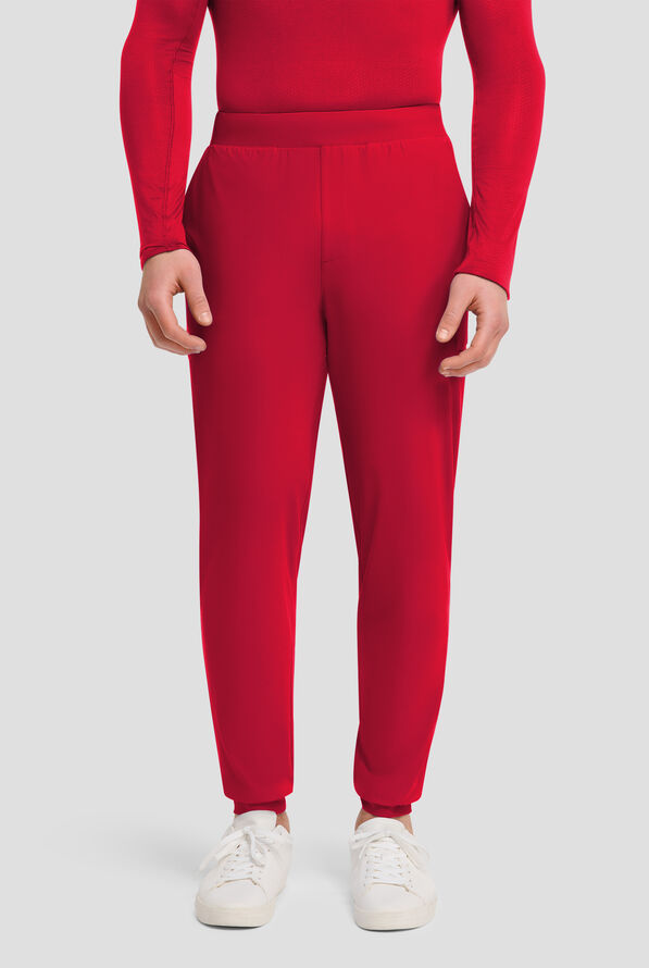 Infinity Pursuit Men's 5-Pocket STRETCH Internal Drawstring Cargo Jogger Scrub Pants - Cherry Pop - 1