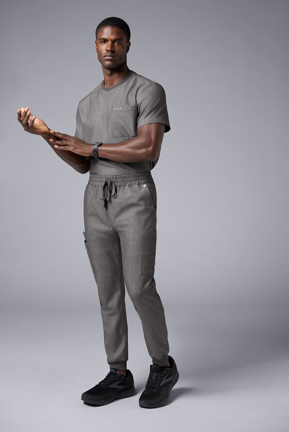 Camisa m&eacute;dica Hypothesis S-R Shift Ready con cuello redondeado y 1 bolsillo para hombre - Graphite - 2