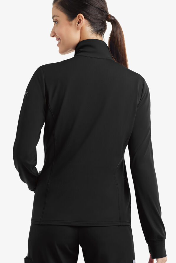 Easy STRETCH Keira Women's 2-Pocket Quilted Long Sleeve Scrub Jacket - Onyx Black - 3