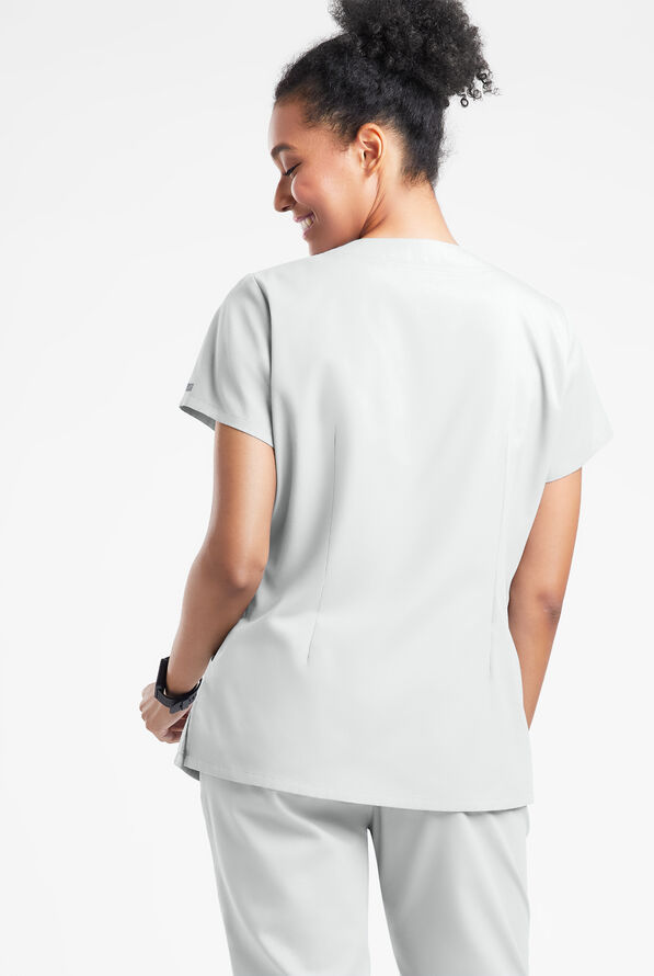 Butter-Soft Originals Women's 6-Pocket Scallop Neck Scrub Top - White - 3