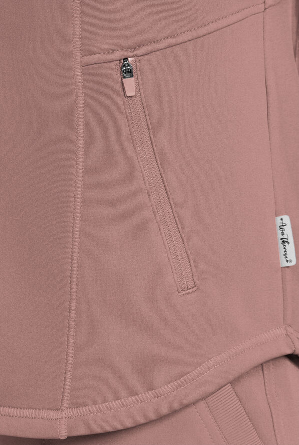 Zavate Ava Therese Megan Women's 2-Pocket Fleece Scrub Jacket - Mocha - 3