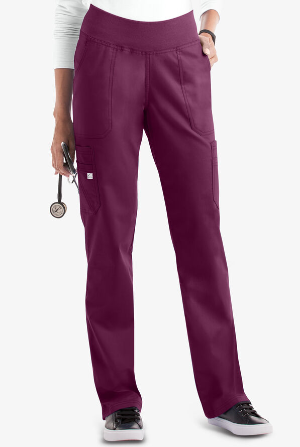 Butter-Soft STRETCH Women's 10-Pocket Active Yoga Scrub Pants - Wine - 1
