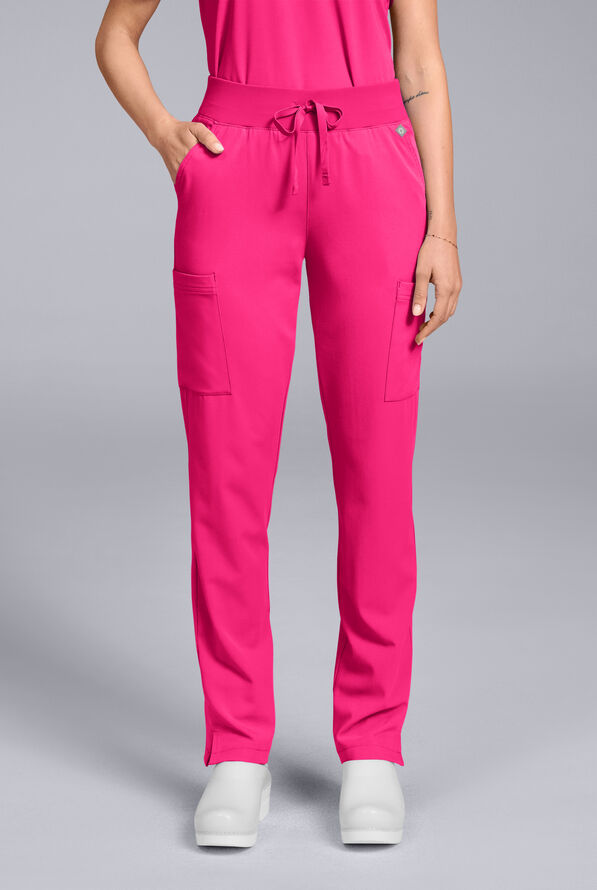 Pantalón médico Hypothesis Base estilo cargo con piernas rectas y 7 bolsillos para mujer - Reactive Pink - 1