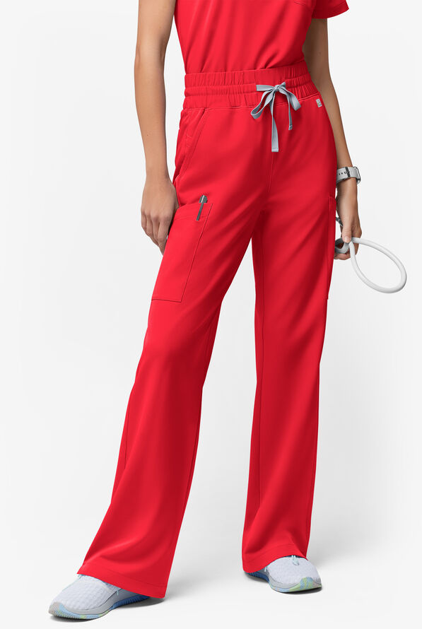 ReSurge Crystal Women's 7-Pocket High Waisted Wide Leg Pant - Atomic Red - 1