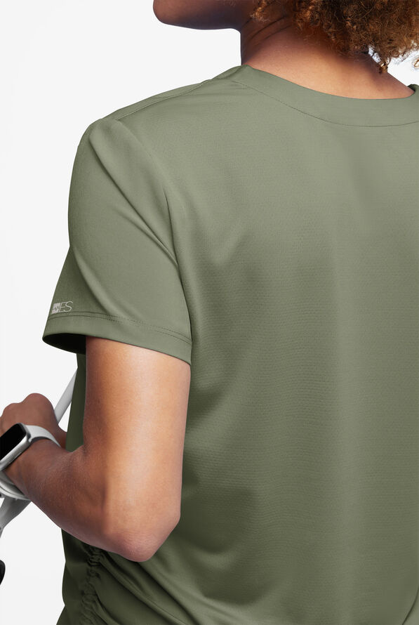 Blusa m&eacute;dica de maternidad Easy STRETCH Tori con espalda de malla refrescante para mujer - Olive Leaf - 4