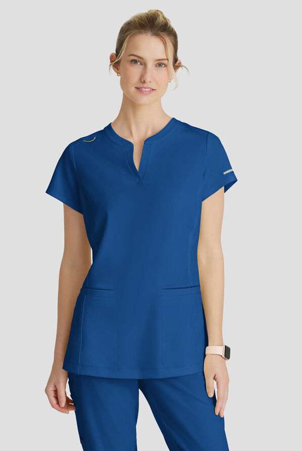 Blusa m&eacute;dica Skechers by Barco Coast STRETCH con tapeta en el cuello en V y 2 bolsillos para mujer - Royal - 2