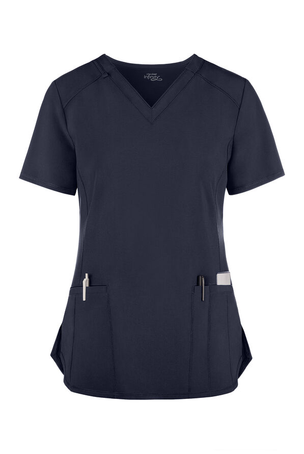 Infinity Women's 2-Pocket STRETCH V-Neck Scrub Top - Navy - 1