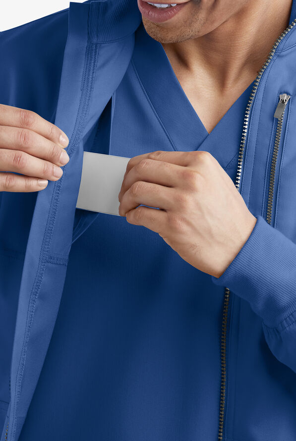 Advantage STRETCH Men's 4-Pocket Zip Front Warm-Up Scrub Jacket - Royal - 4