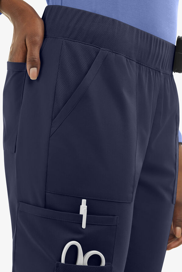 UA Exclusive Cherokee Workwear Professionals Active Women's 6-Pocket STRETCH Half Jogger Scrub Pants - Navy - 4