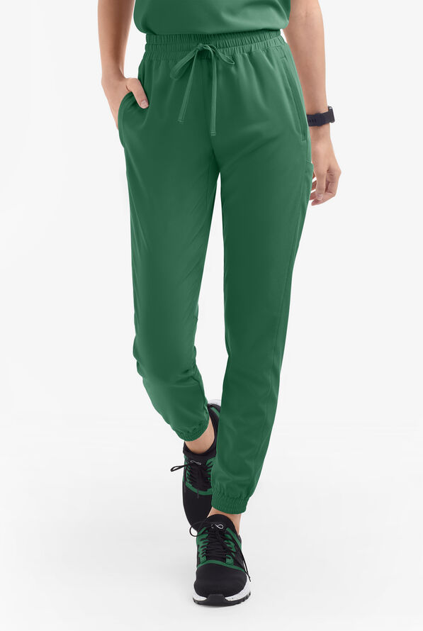 Easy STRETCH Kourtney Women's 5 Pocket Modern Slim Leg Jogger Scrub Pants - Petite - Hunter - 2