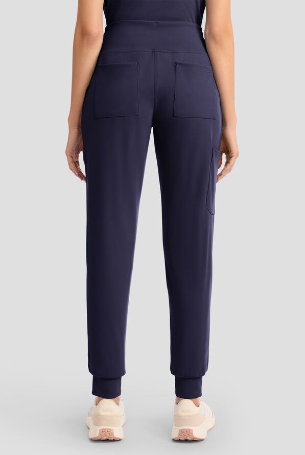 Cherokee Achieve Women's 5-Pocket STRETCH Cargo Jogger Knit Scrub Pants - Navy - 4