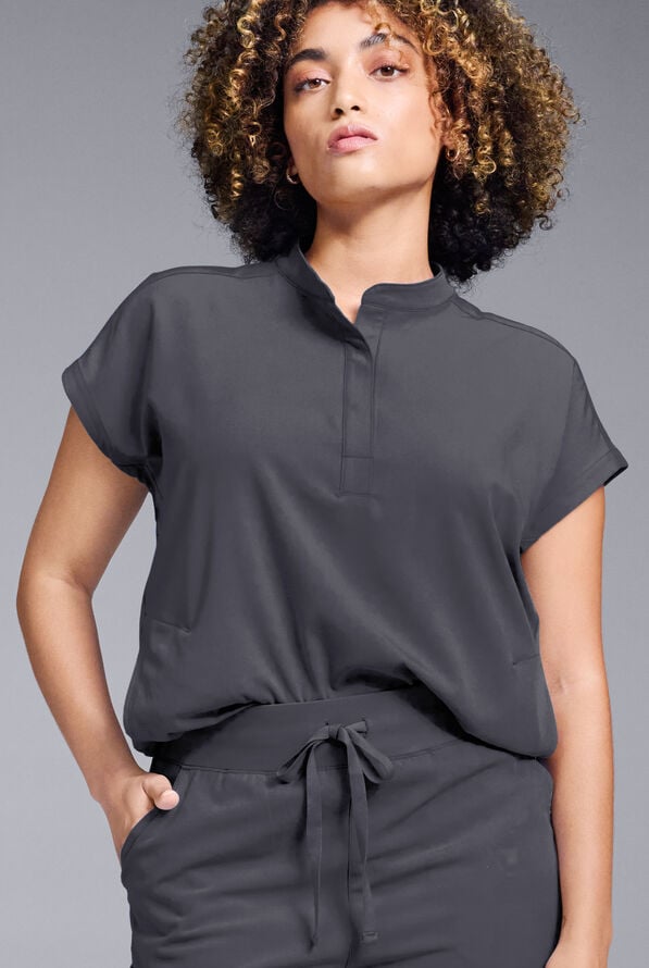 Hypothesis Women's Meta Oversized Dolman Sleeve Scrub Top - Pewter - 6