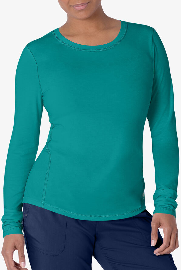 Healing Hands Mackenzie Women's STRETCH Long Sleeve Knit Underscrub - Teal - 2