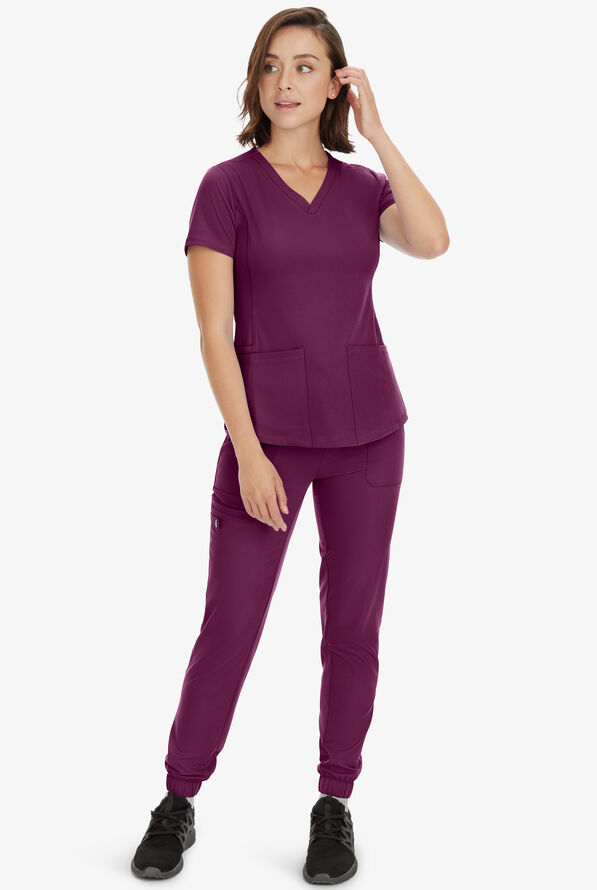 HH Works by Healing Hands Rene Women's 5-Pocket STRETCH Jogger Cargo Pants - Wine - 4