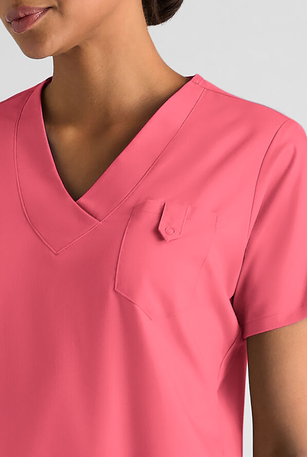 Butter-Soft STRETCH FLXTEK+ Women's 6-Pocket V-Neck Scrub Top - Rouge Rose - 4
