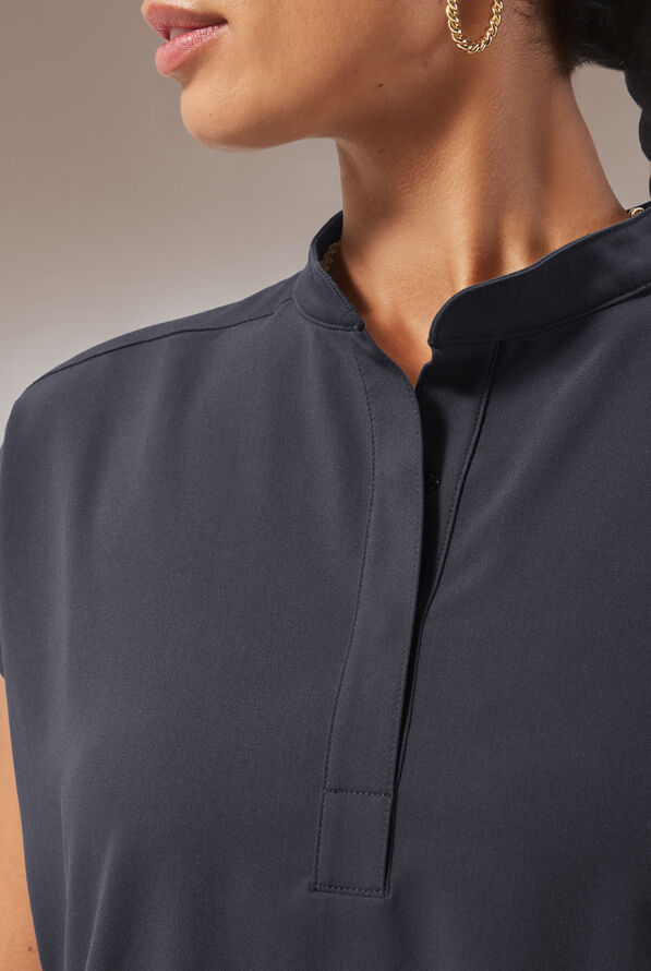 Hypothesis (RED) Meta Oversized Women's 2-Pocket STRETCH Dolman Sleeve Scrub Top - Pewter - 6