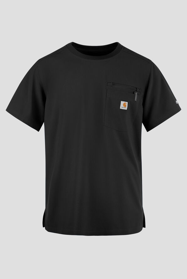 Carhartt Cross-Flex Men's 2-Pocket STRETCH Crew Neck Scrub Top - Black - 1