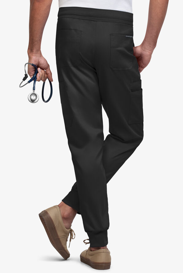 Advantage STRETCH Men's 9-Pocket Knit Waistband Jogger Scrub Pants - Black - 2