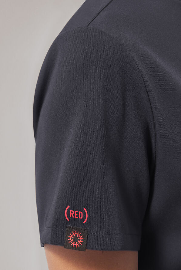 Hypothesis (RED) Base Women's 1-Pocket STRETCH Crew Neck Tuck-In Scrub Top - Pewter - 3